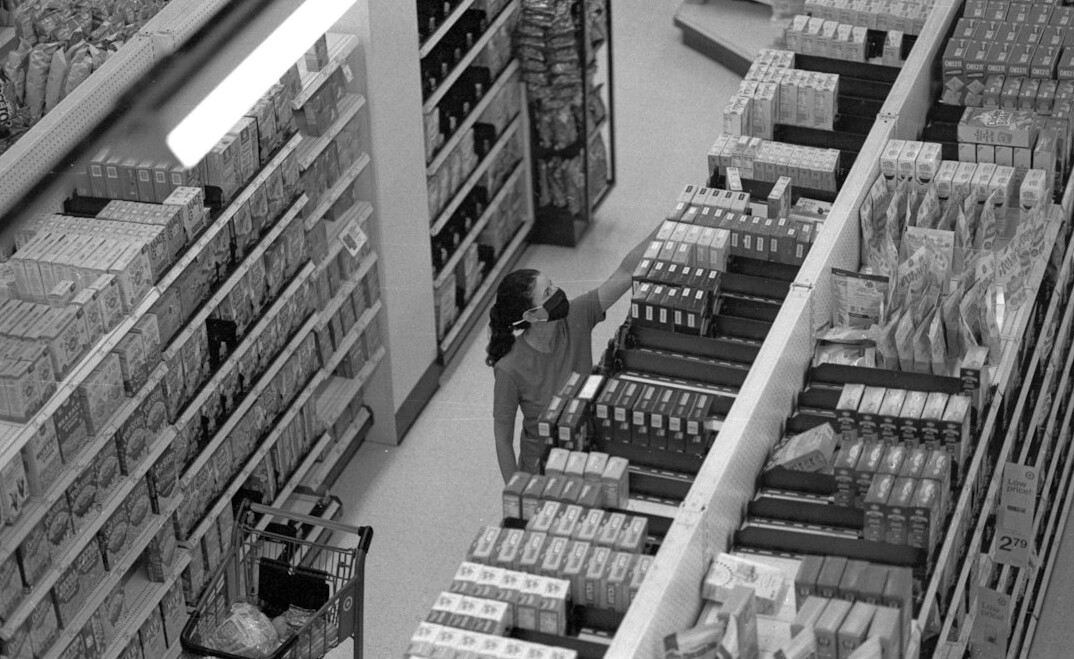 store employee reviewing footage
